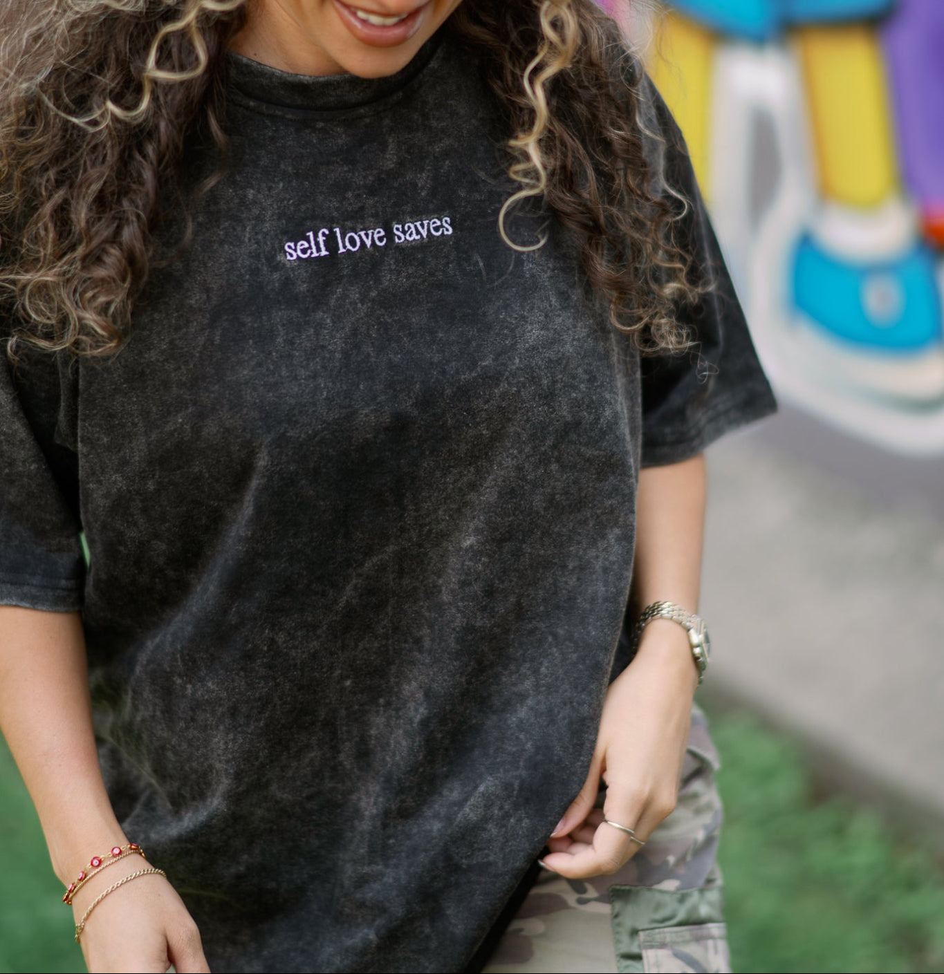 "Self Love Saves" Acid Wash T-Shirt